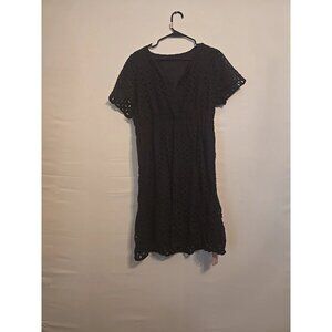 Black Eyelet Short Sleeve Dress By JABER IIIK